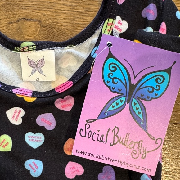 Social Butterfly Colorful Heart Print Kids Dress 2T NWT - Picture 2 of 6